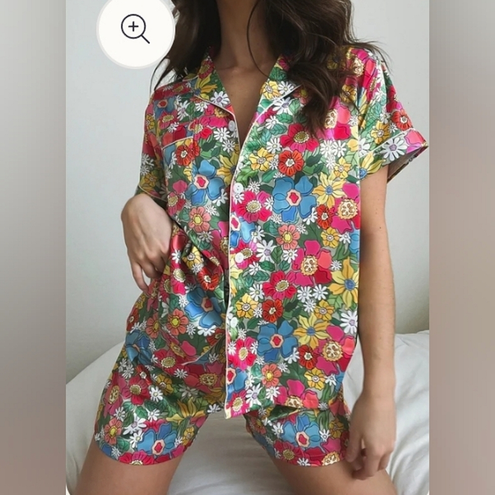 Spikes and Seams Flowerland Medium Satin Pajamas